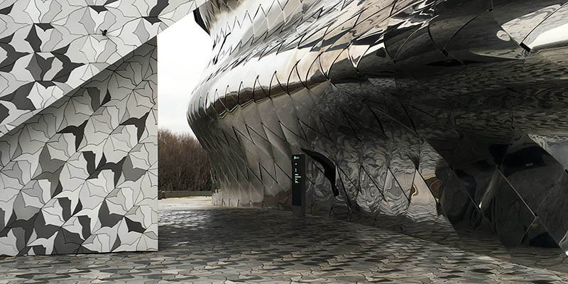 Modern architecture in Paris Philharmonie by Ateliers Jean Nouvel