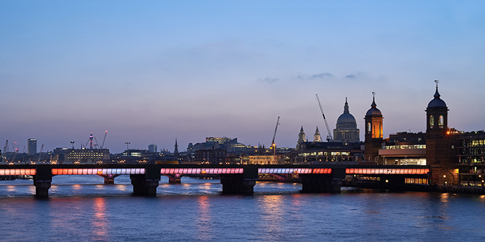 Illuminated River London - Cannon Street Bridge