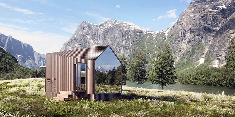Vjuhytta, a compact cabin designed by DARK Arkitekter