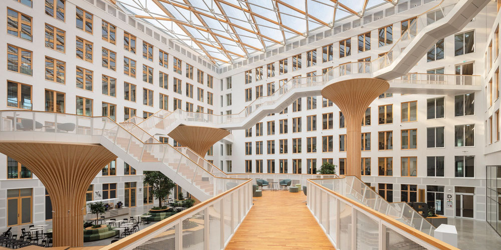 EDGE Suedkreuz Berlin, a timber hybrid office ensemble by Tchoban Voss Architekten